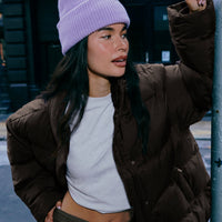 Wool Rib Knit Beanie | Lavender Purple