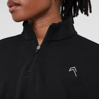 All Day Lightweight Crop 1/4 Zip Sweatshirt | Black