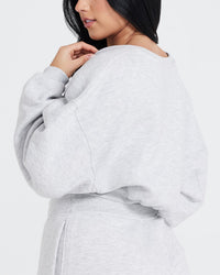 All Day Oversized V-Neck Sweatshirt | Light Grey Marl