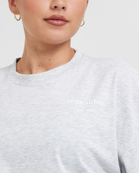 Classic Lifters Graphic Relaxed Crop Lightweight T-Shirt | Light Grey Marl