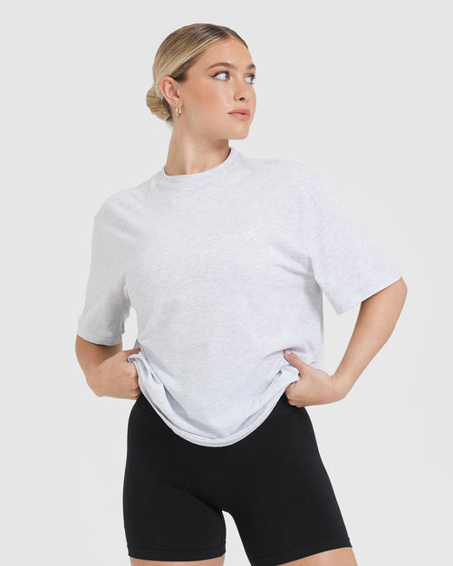 Oner Modal Classic Oversized Lightweight T-Shirt | Light Grey Marl