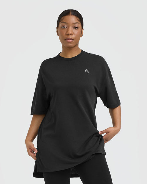 Oner Modal Classic Oversized Longline T-Shirt | Black