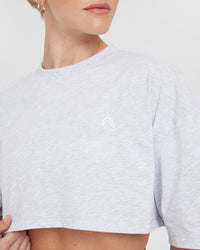 Classic Relaxed Crop Lightweight T-Shirt | Light Grey Marl