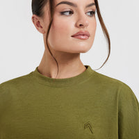 Classic Relaxed Crop Lightweight T-Shirt | Olive Green
