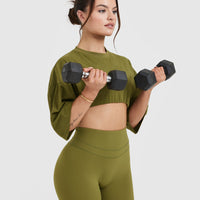 Classic Relaxed Crop Lightweight T-Shirt | Olive Green