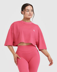 Classic Relaxed Crop Lightweight T-Shirt | Velvet Pink