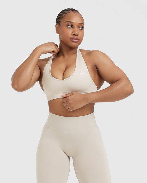 Oner Modal Classic Seamless 2.0 Halter Neck Bralette | Sand Marl