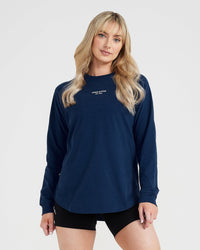 Graphic Oversized Long Sleeve Tee | Washed Midnight
