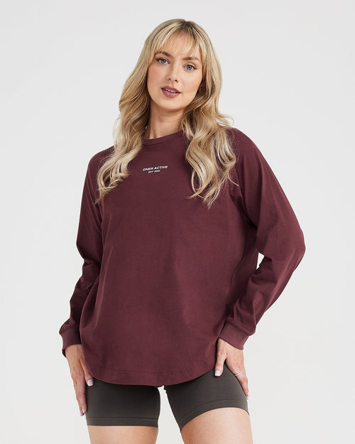 burgundy long sleeve t shirt womens