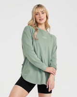 Graphic Oversized Long Sleeve Tee | Washed Sage