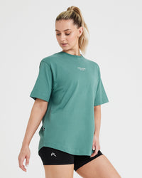 Graphic Oversized Short Sleeve Tee | Washed Mineral Green