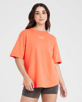 Graphic Oversized Short Sleeve Tee | Washed Peach Blossom