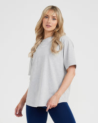 Graphic Oversized Short Sleeve Tee | Silver Marl