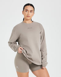 Classic Mirror Graphic Oversized Long Sleeve Top | Washed Minky