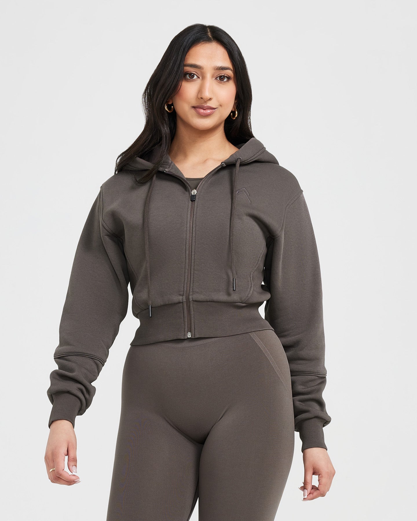 Kapuzenpulli mit Reißverschluss Damen - Farbe Deep Taupe | Oner Active