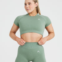 Classic Seamless 2.0 Short Sleeve Crop Top | Sage Marl