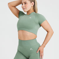 Classic Seamless 2.0 Short Sleeve Crop Top | Sage Marl