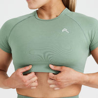 Classic Seamless 2.0 Short Sleeve Crop Top | Sage Marl