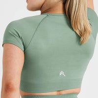 Classic Seamless 2.0 Short Sleeve Crop Top | Sage Marl