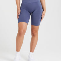 EffortlessLift™ Seamless Cycling Shorts with White Logo | Slate Blue