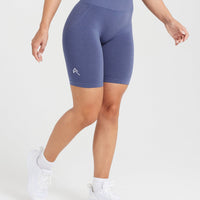 EffortlessLift™ Seamless Cycling Shorts with White Logo | Slate Blue