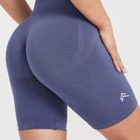 EffortlessLift™ Seamless Cycling Shorts with White Logo | Slate Blue