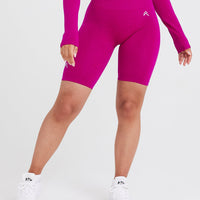 Effortless Seamless Cycling Shorts with White Logo | Fuchsia