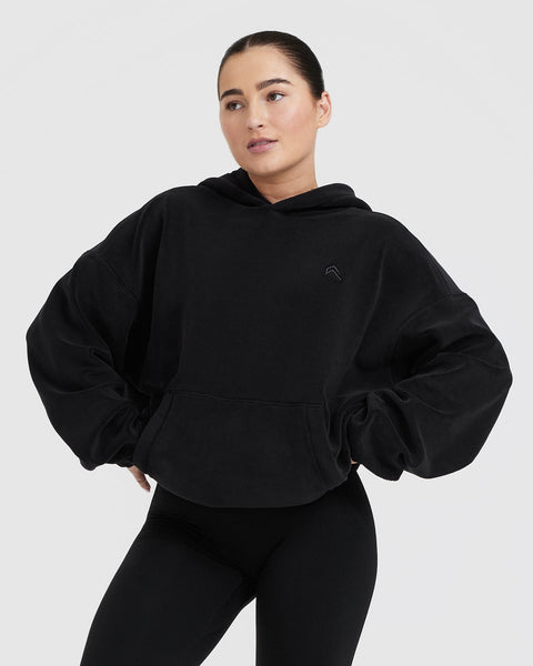 Hoppers - White Logo - Women's Oversized Fleece Hoodie Sweatshirt