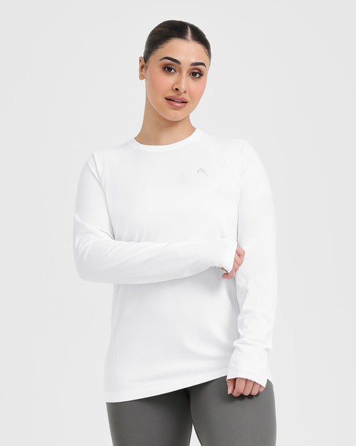 Oner Modal Go To Seamless Loose Long Sleeve Top | White