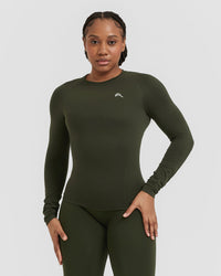 Go To Seamless Fitted Long Sleeve Top | Khaki