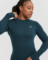 Go To Seamless Fitted Long Sleeve Top | Oil Blue