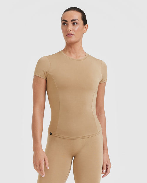 Oner Modal Mellow Soft Short Sleeve T-Shirt | Dune Brown