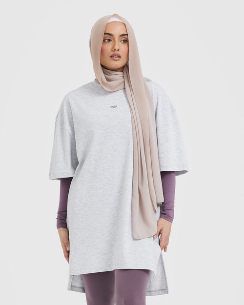 Oner Modal Raising The Bar Graphic Longline T-Shirt | Light Grey Marl