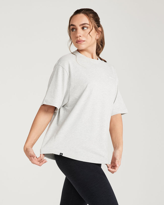 Classic Oversized Short Sleeve Tee | Silver Marl