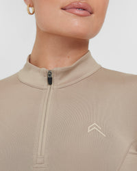 Timeless Half Zip Mid Long Sleeve Top | Sandstone