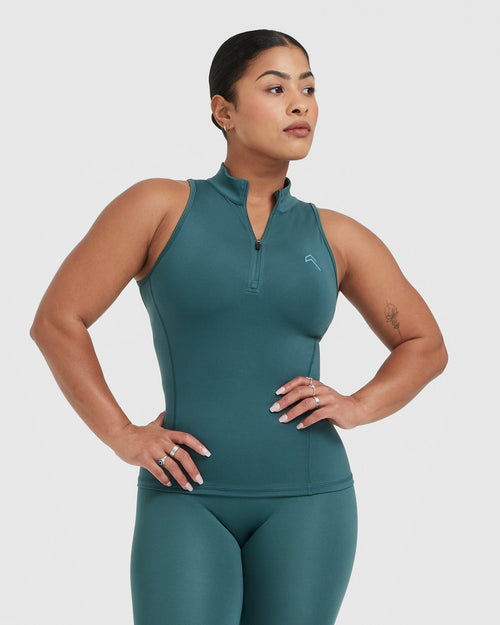 Oner Modal Timeless Half Zip Tank | Marine Teal