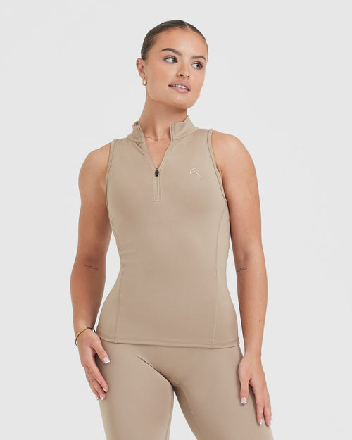 Oner Modal Timeless Half Zip Tank | Sandstone