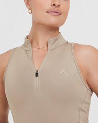 Timeless Half Zip Tank | Sandstone