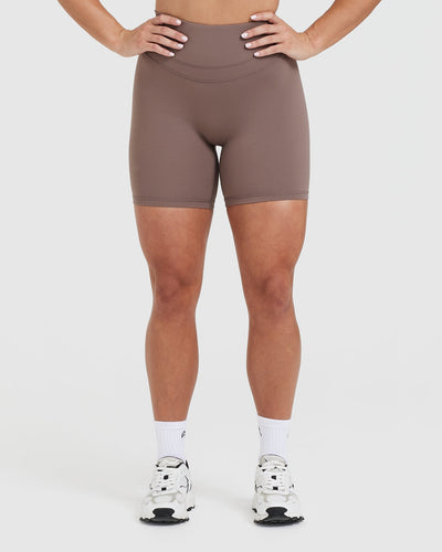Unified High Waisted Shorts | Cool Brown