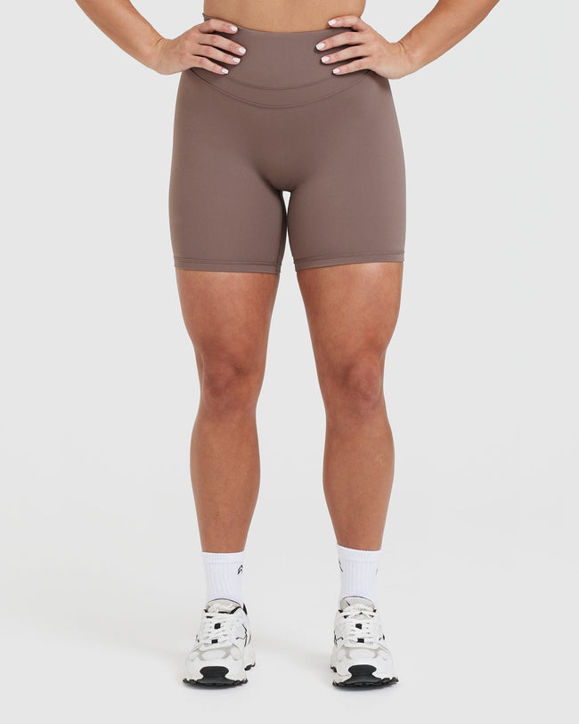 Unified High Waisted Shorts 6" | Cool Brown