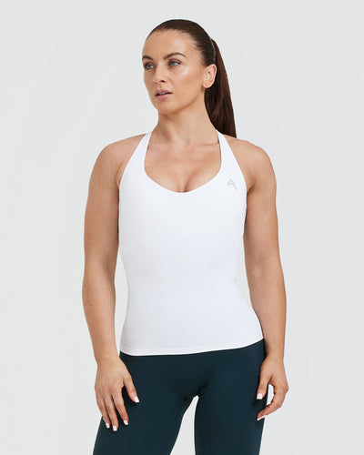 Unified V Neck Cross Back Vest White