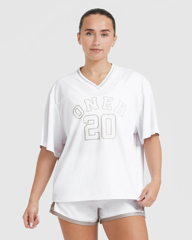 Varsity V-Neck Short Sleeve T-Shirt | White