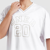 Varsity V-Neck Short Sleeve T-Shirt | White