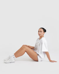 Varsity V-Neck Short Sleeve T-Shirt | White