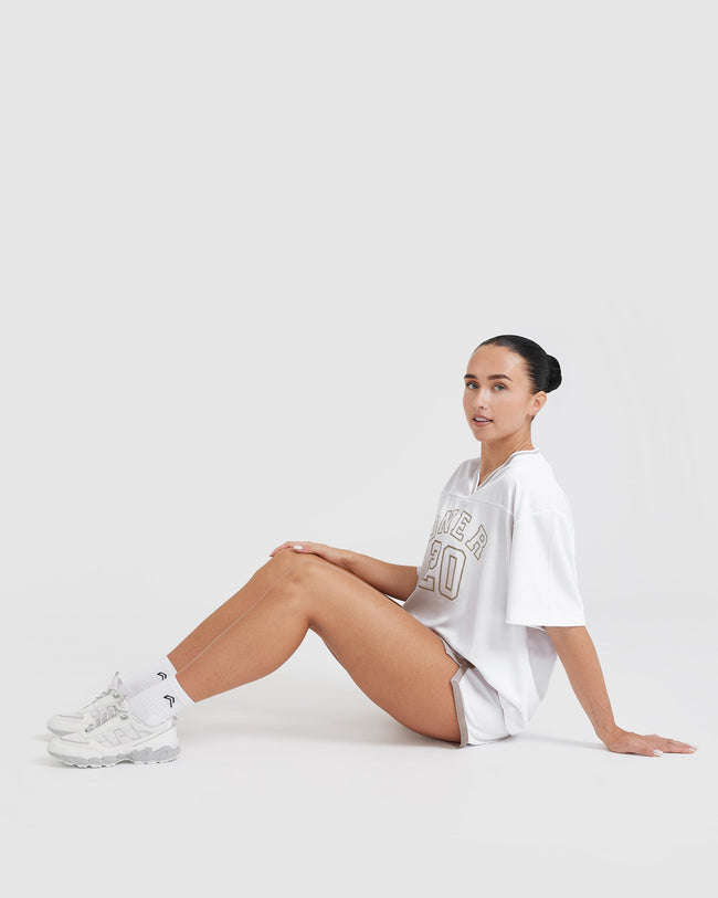 Varsity V-Neck Short Sleeve T-Shirt | White